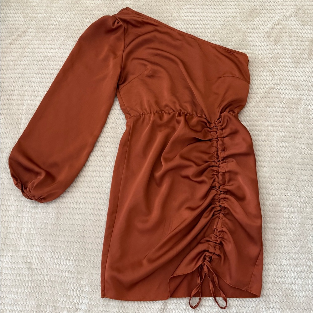 One Sleeve Satin Dress